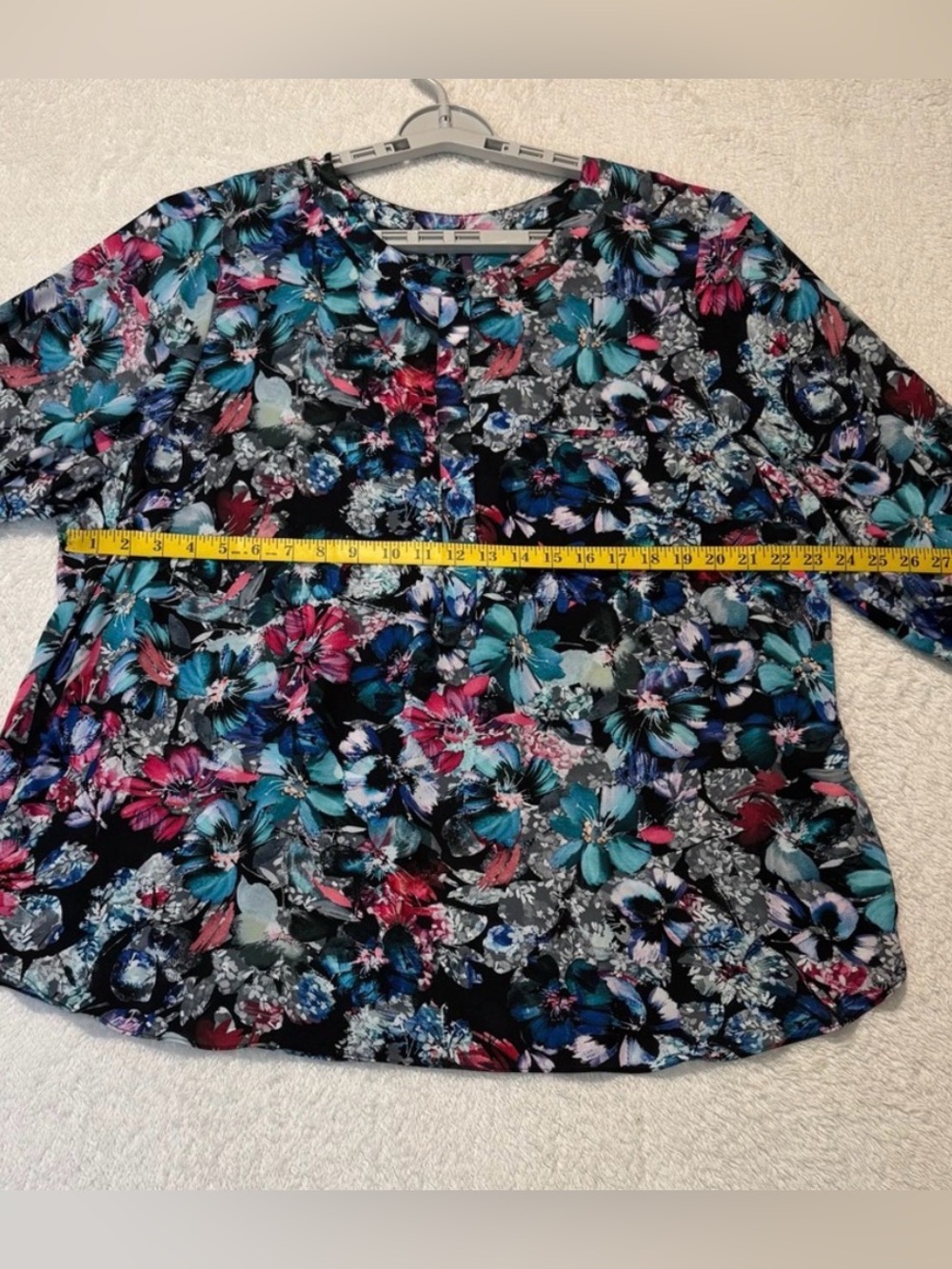 NYDJ Floral 3/4 Sleeves Pleated Back Top Size 2X Multicolor - Picture 7 of 11